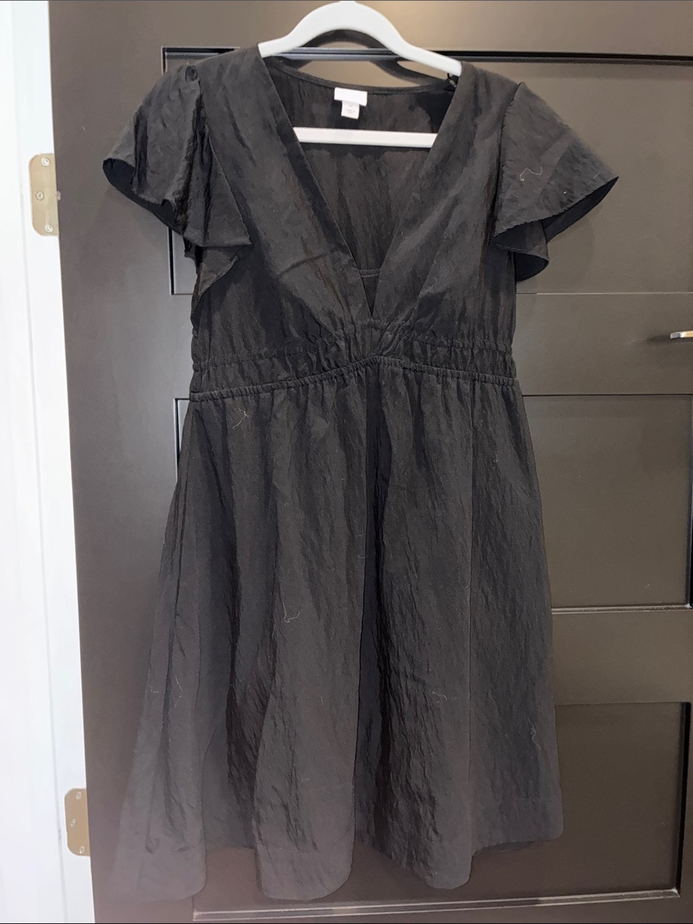 a new day Black V-Neck Flutter Sleeve Fit-and-Flare Dress